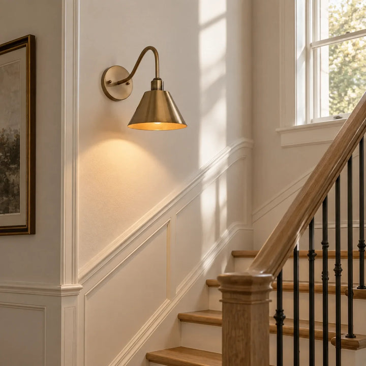 Curved Arm Cone Wall Light