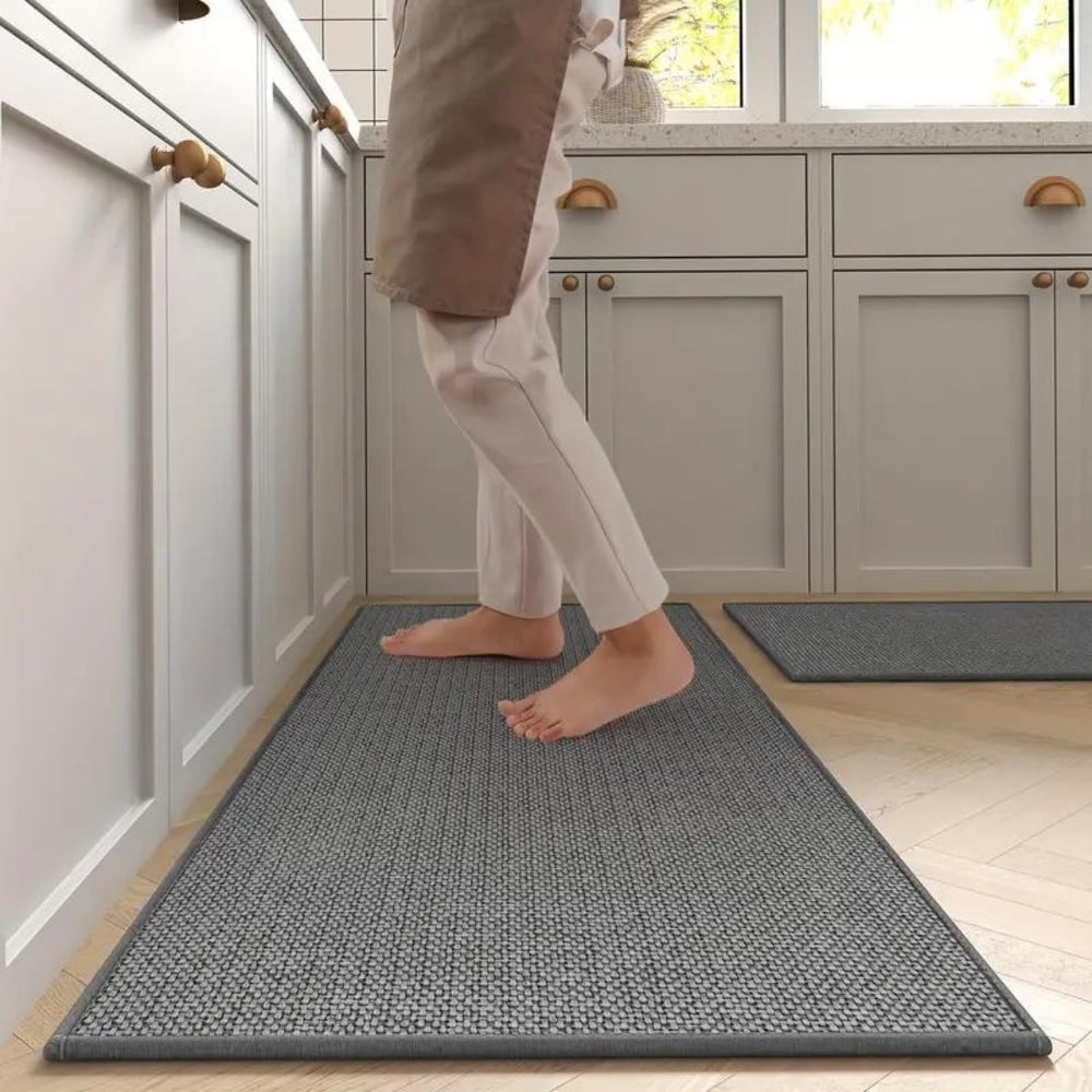 Cushioned basketweave kitchen runner