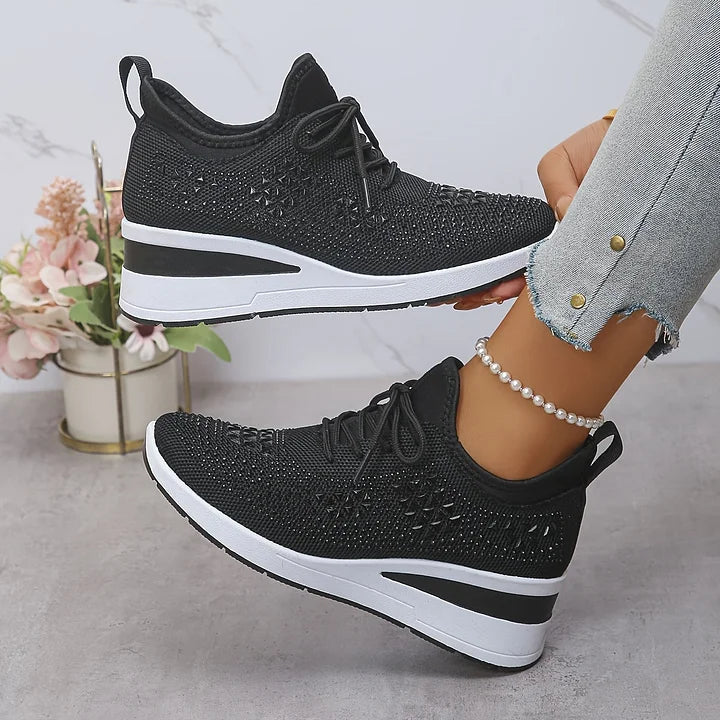 Women's Orthopaedic Knitted Lace-Up Comfort Trainers – image 7