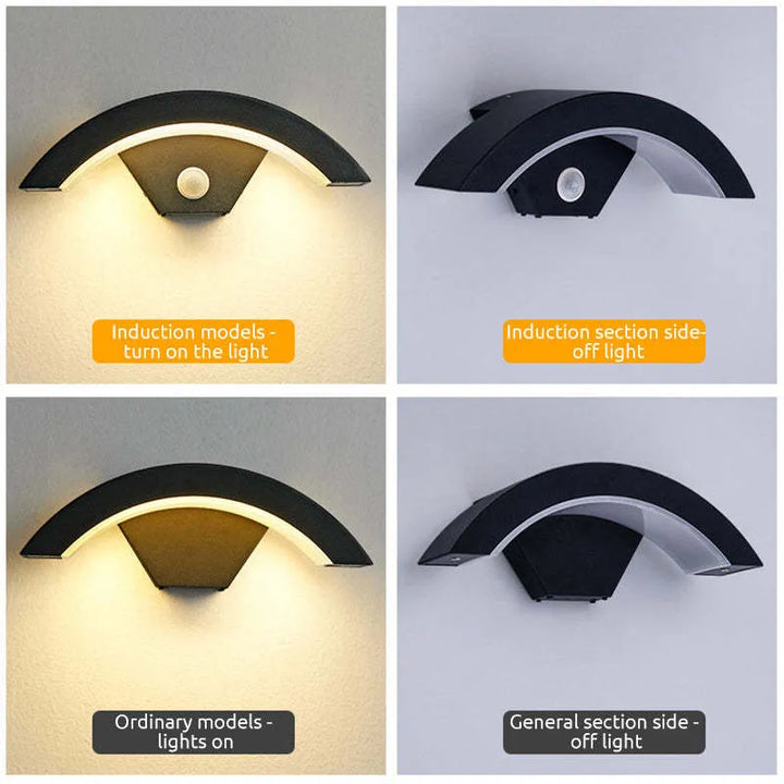 Arc Outdoor Wall Light | Black, Optional Motion Sensor
