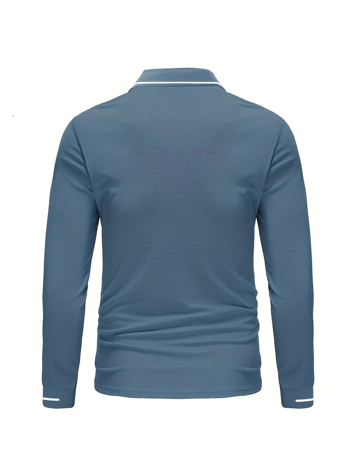 Men's Long-Sleeve Button-Placket Summer Polo Shirt – image 11