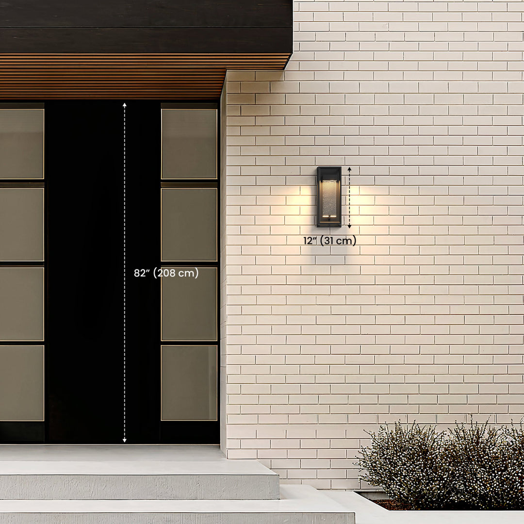 Open-Frame Outdoor Wall Light | Seeded Glass Core, Black