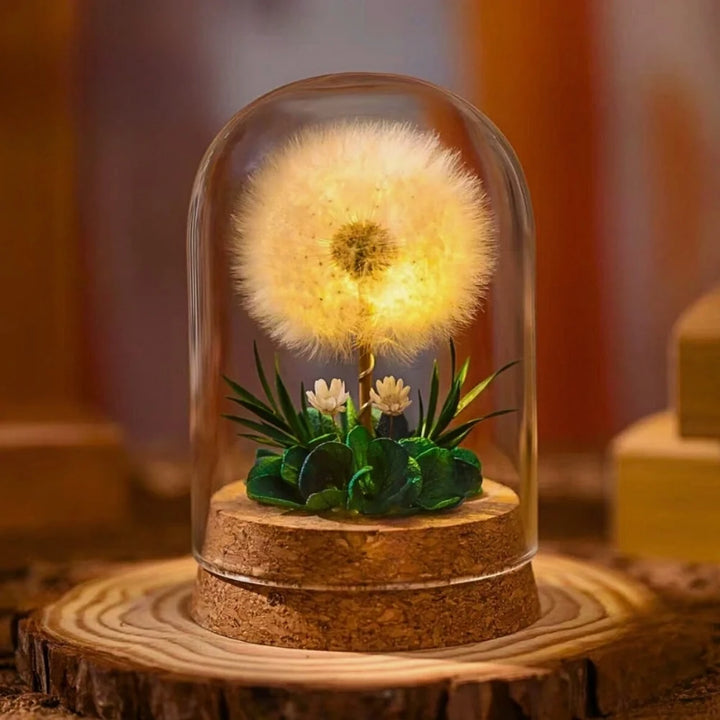 Dried Flower Glass Dome Night Light