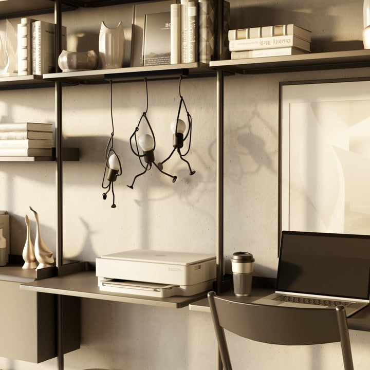 Climbing Figure Pendant Light | Black Wrought Iron, 1 or 3 Lights