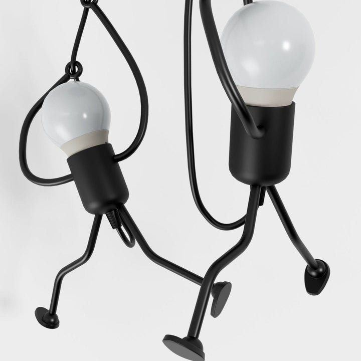 Climbing Figure Pendant Light | Black Wrought Iron, 1 or 3 Lights