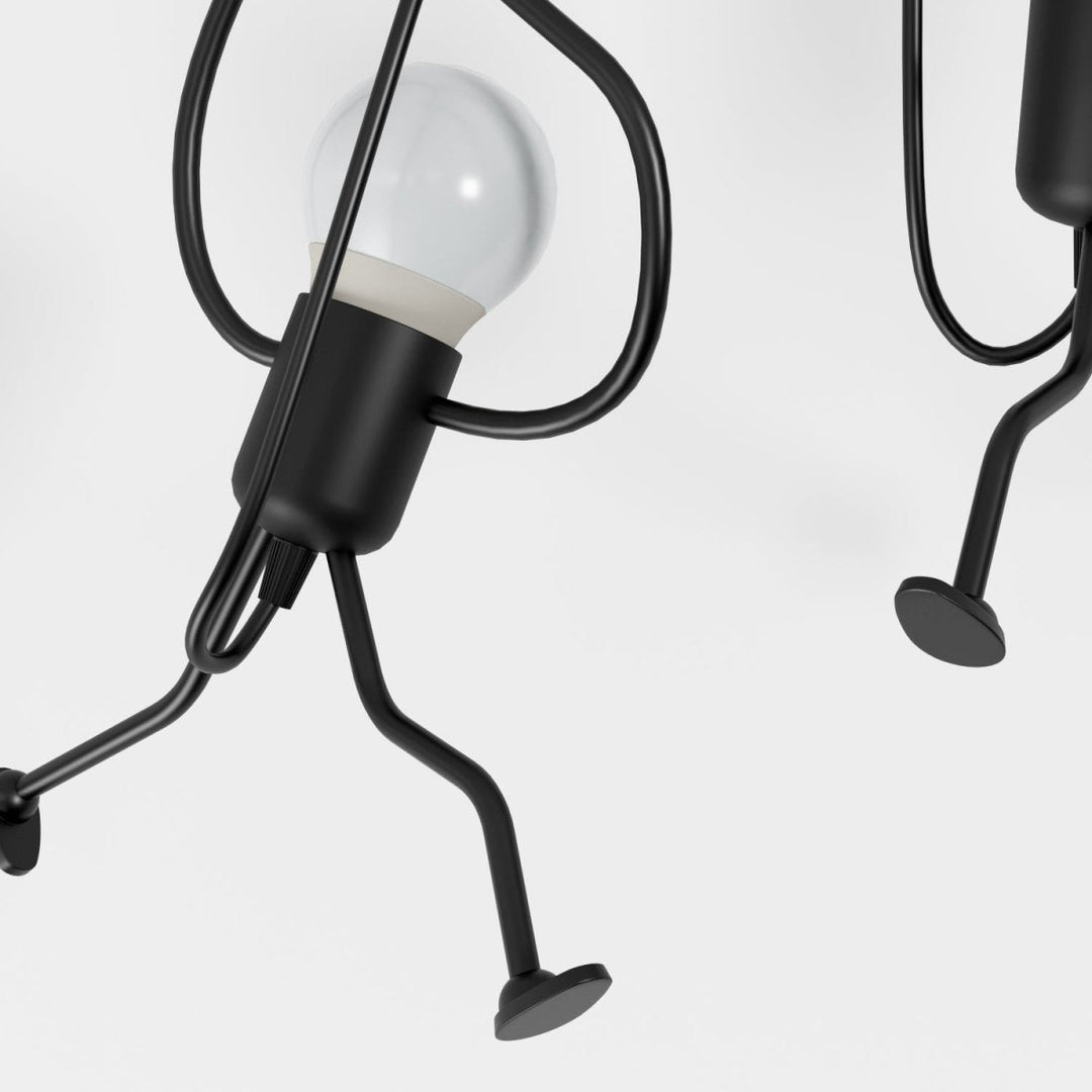 Climbing Figure Pendant Light | Black Wrought Iron, 1 or 3 Lights
