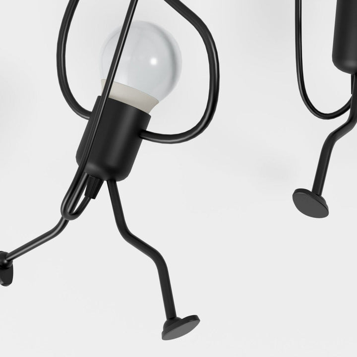 Climbing Figure Pendant Light | Black Wrought Iron, 1 or 3 Lights