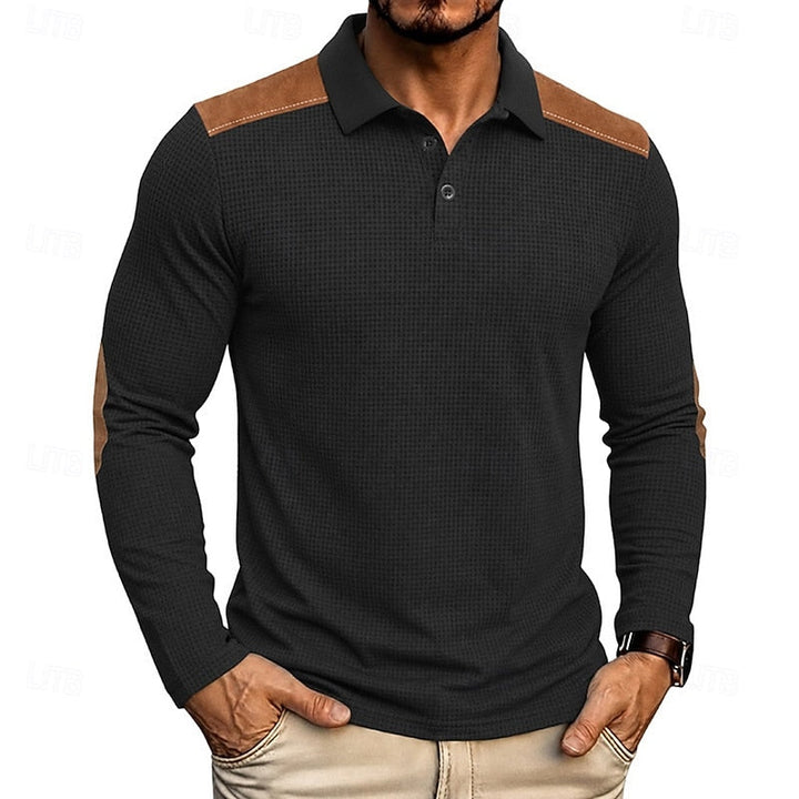 Men's Long-Sleeve Colour-Block Summer Polo Shirt – image 6
