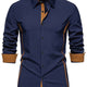 Men's Long-Sleeve Contrast-Trim Slim-Fit Summer Shirt – image 4