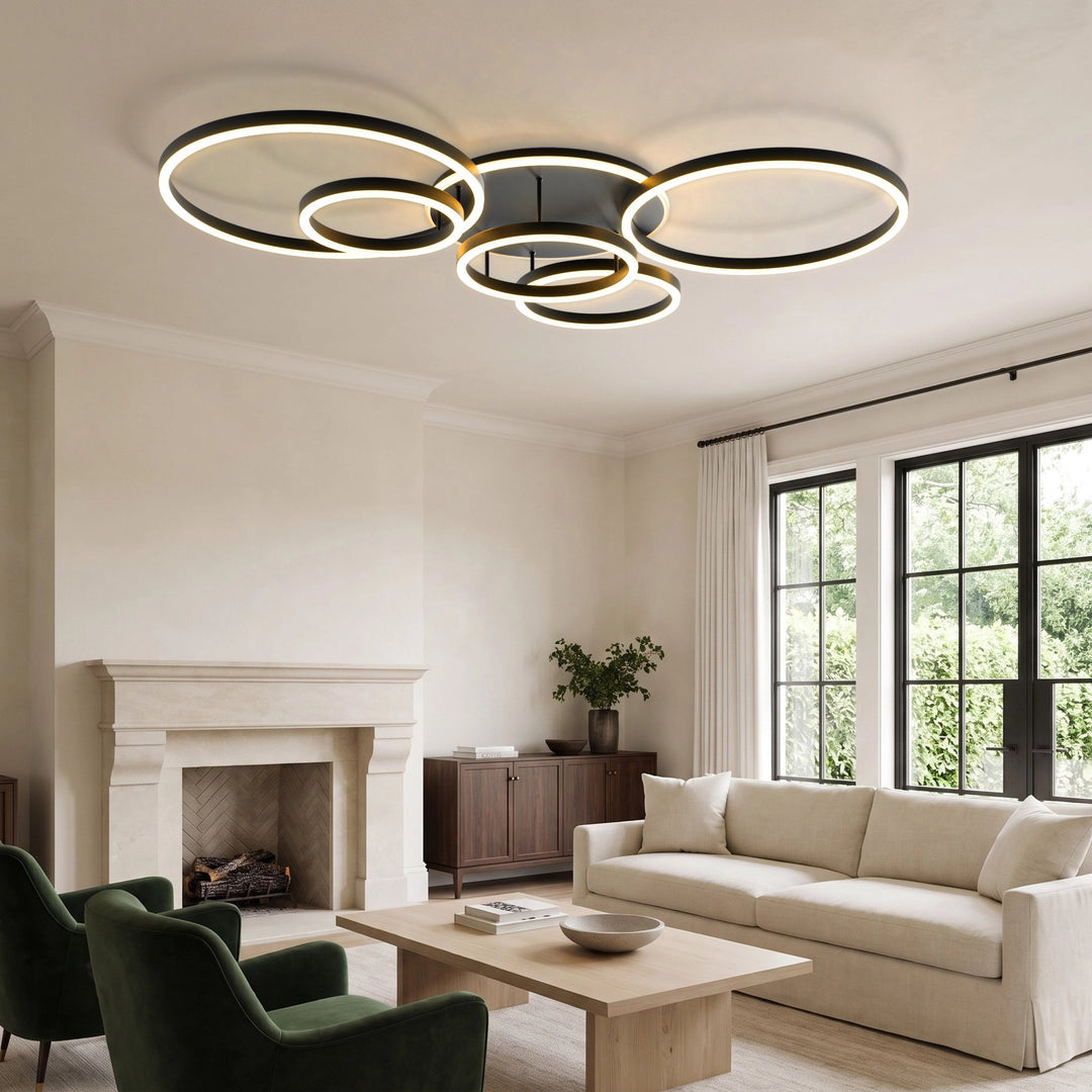 Ring LED Ceiling Light | Gold or Black, 1 to 5 Rings