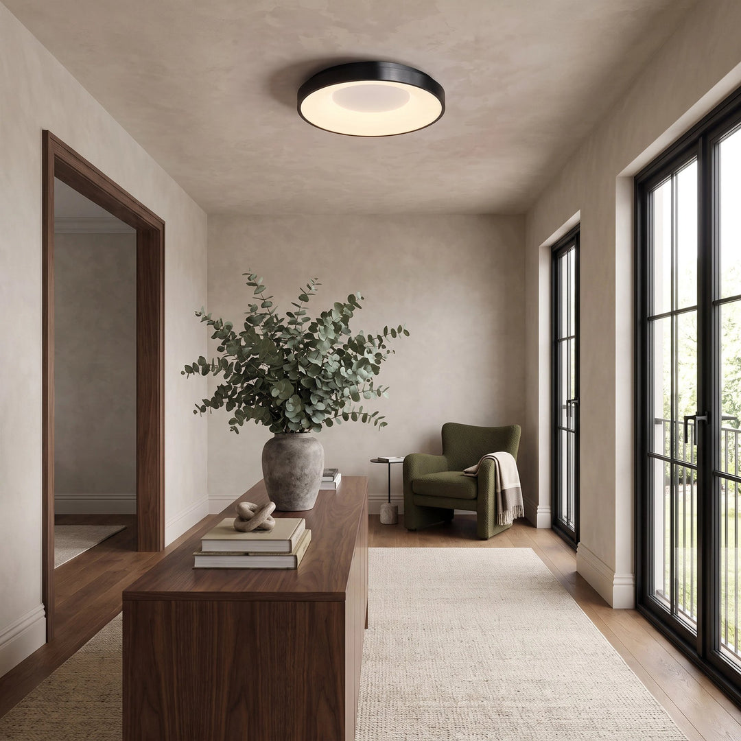 Round LED Flush Ceiling Light | Brushed Brass or Black