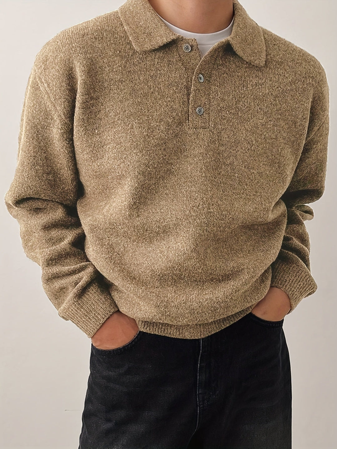 Men's Long-Sleeve Knitted Summer Polo Shirt – image 4