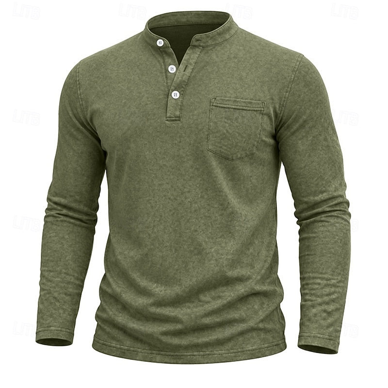 Men's Long-Sleeve Henley Summer Shirt – image 8