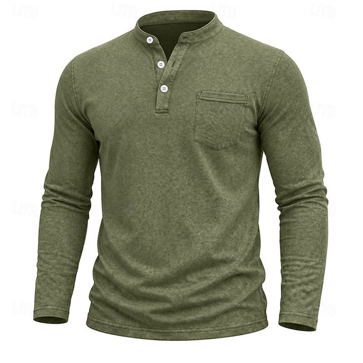 Men's Long-Sleeve Henley Summer Shirt – image 8