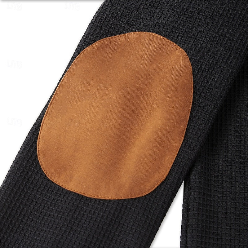 Men's Long-Sleeve Waffle-Textured Henley Summer Shirt – image 9