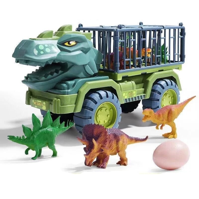 Dinosaur transport truck toy with figures