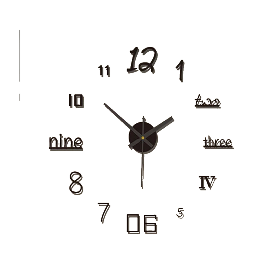 DIY frameless wall clock with stick-on numbers
