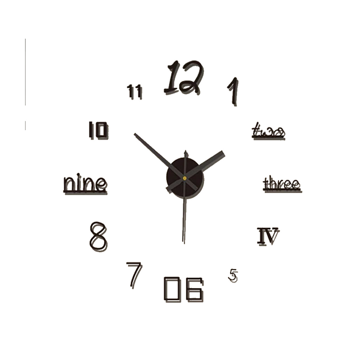 DIY frameless wall clock with stick-on numbers