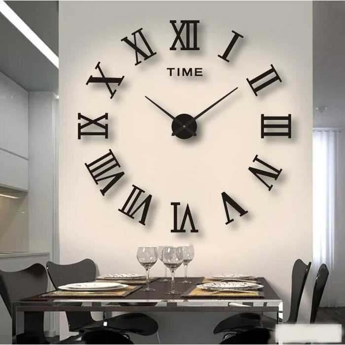 DIY frameless wall clock with stick-on numbers