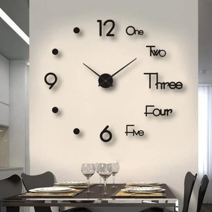 DIY frameless wall clock with stick-on numbers