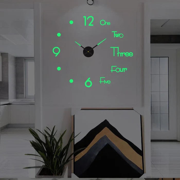 DIY frameless wall clock with stick-on numbers