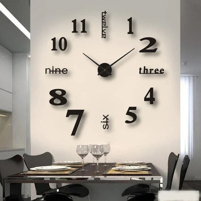 DIY frameless wall clock with stick-on numbers