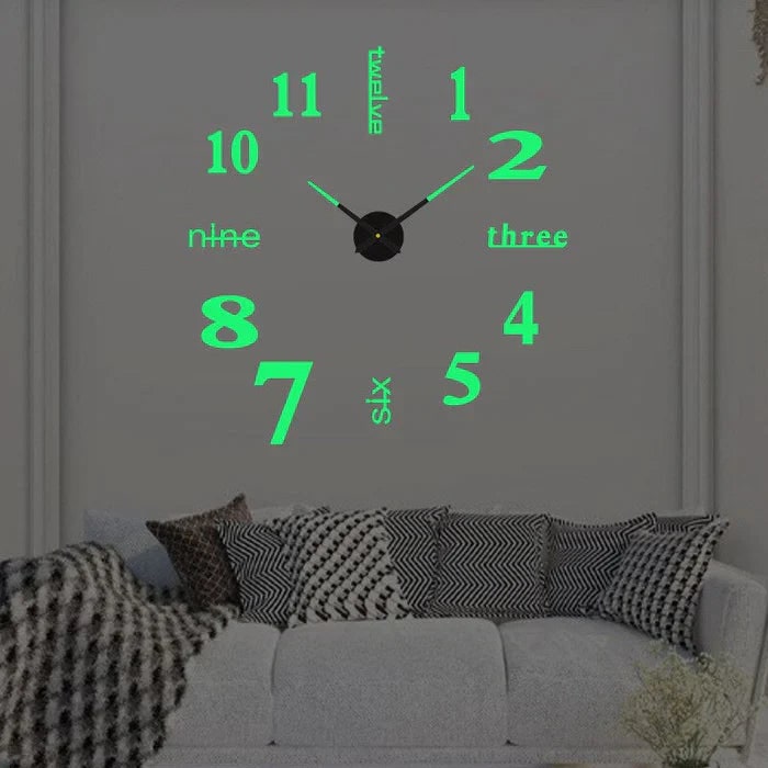 DIY frameless wall clock with stick-on numbers