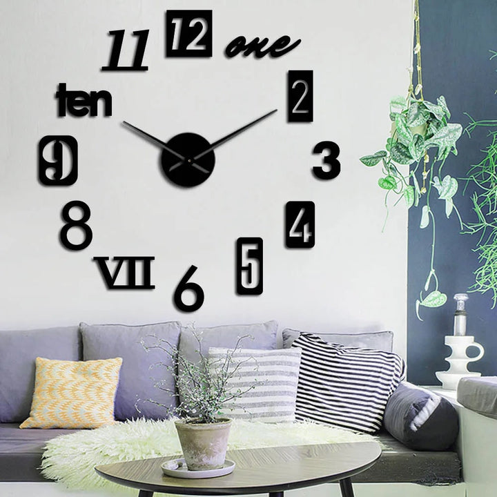 DIY frameless wall clock with stick-on numbers