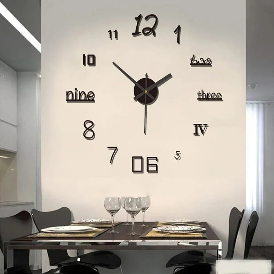 DIY frameless wall clock with stick-on numbers