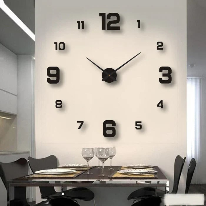 DIY frameless wall clock with stick-on numbers