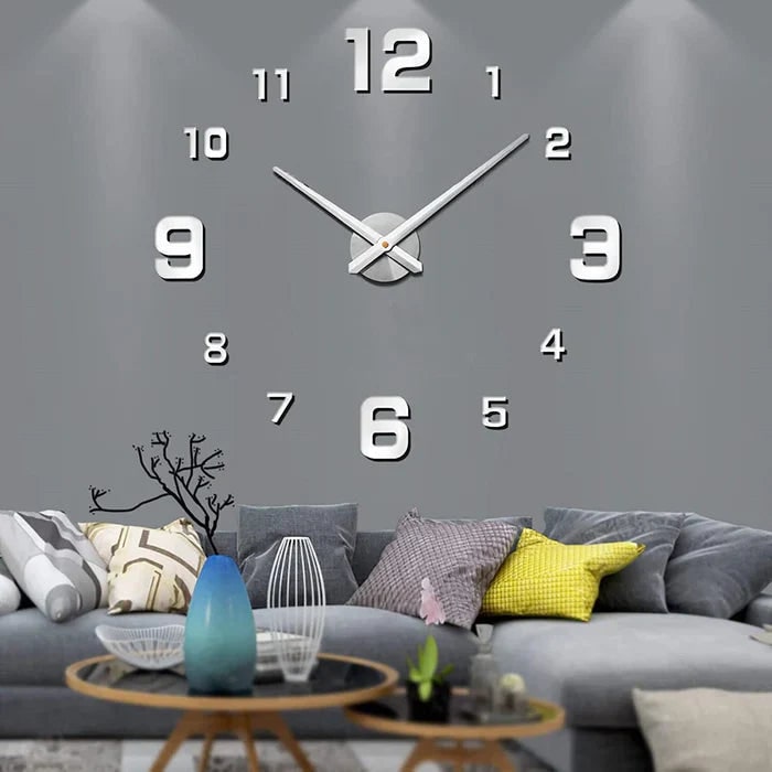 DIY frameless wall clock with stick-on numbers