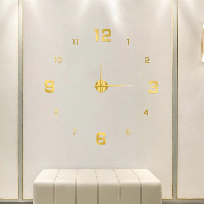 DIY frameless wall clock with stick-on numbers