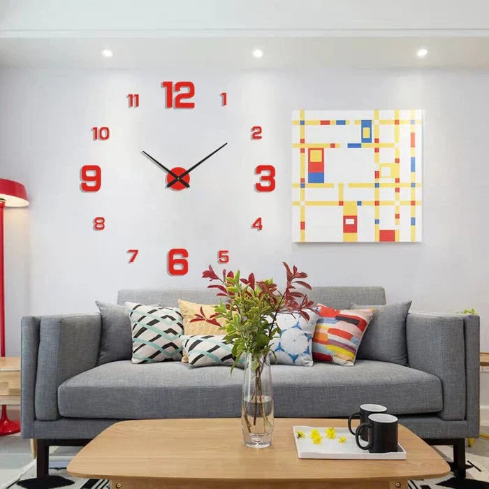 DIY frameless wall clock with stick-on numbers