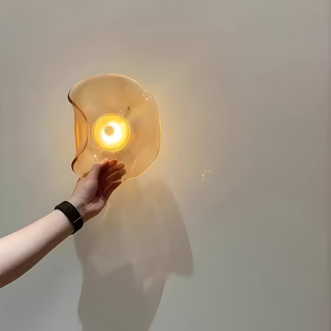 Wavy Glass Wall Light | Sculptural Disc, Four Colours