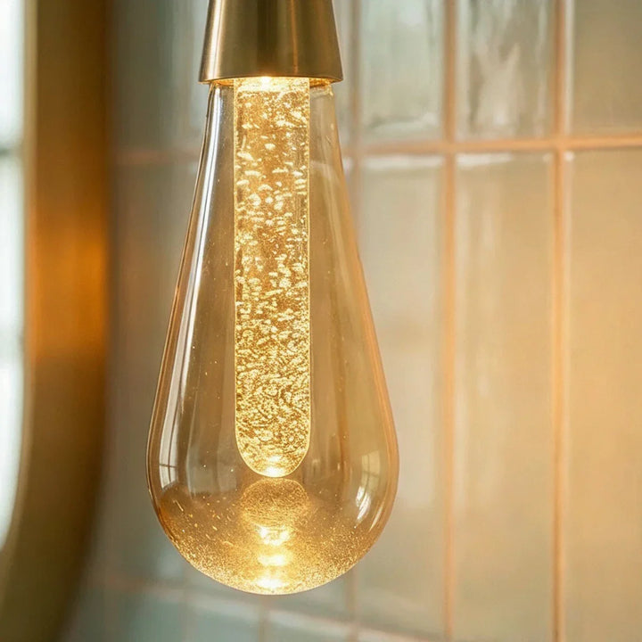 Glitter Glass Drop Pendant Light | Brass Cone, Set of 1 or 2
