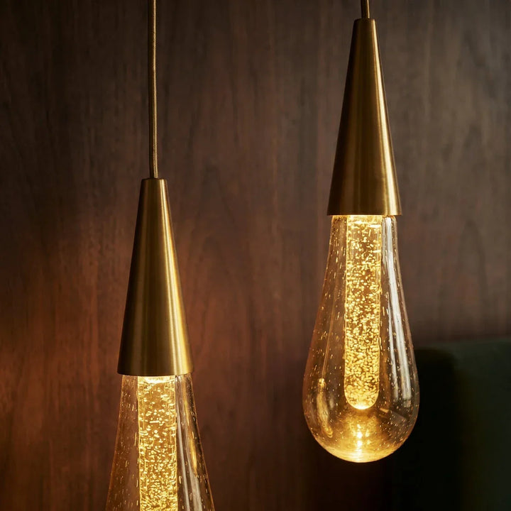 Glitter Glass Drop Pendant Light | Brass Cone, Set of 1 or 2
