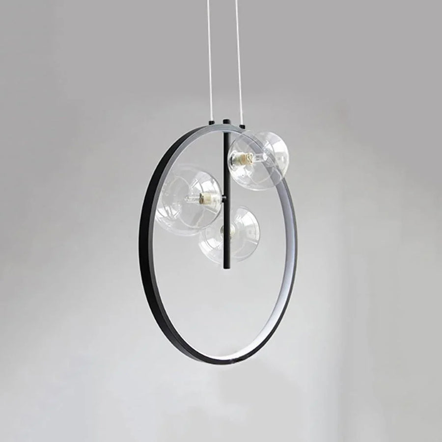 Black Three-Light Glass Globe Pendant Light