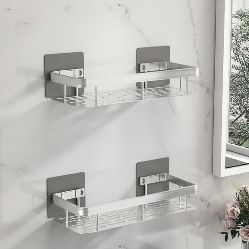 Adhesive Shower Shelf | Drill-Free, Black or Silver
