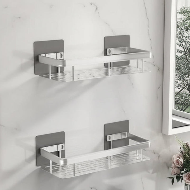 Adhesive Shower Shelf | Drill-Free, Black or Silver