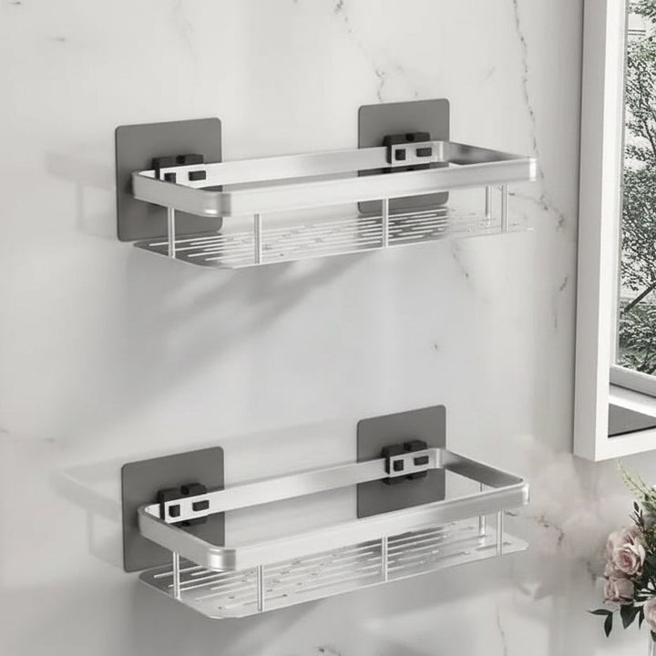 Adhesive Shower Shelf | Drill-Free, Black or Silver