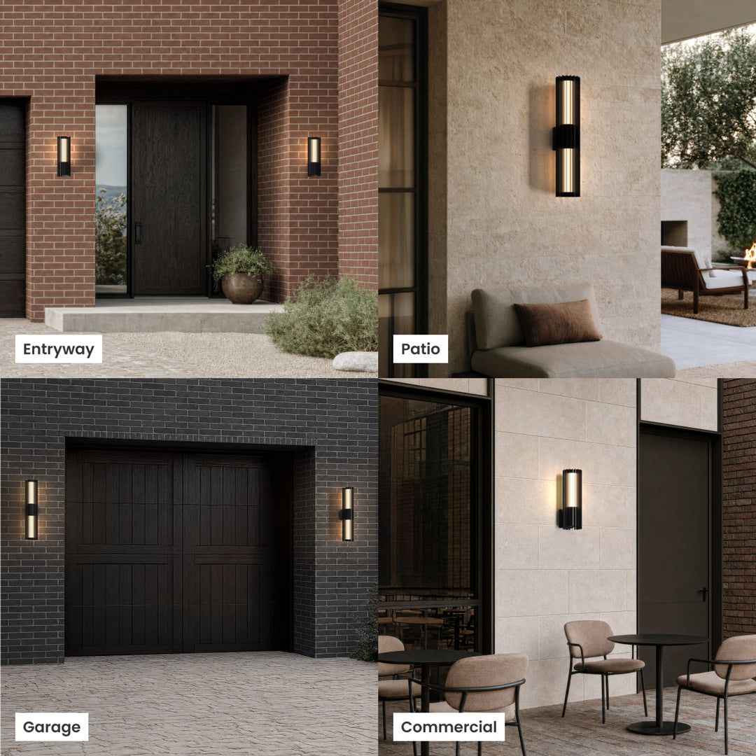 Cylinder Outdoor Wall Light | Black Steel, Up and Down