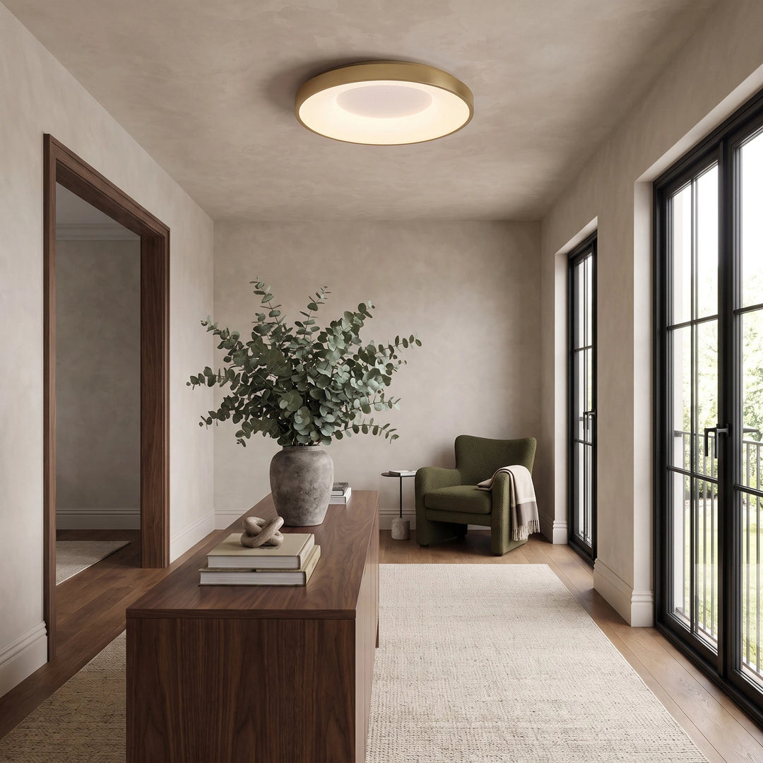 Round LED Flush Ceiling Light | Brushed Brass or Black