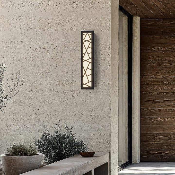 Geometric Outdoor Wall Light | Black, Patterned Diffuser