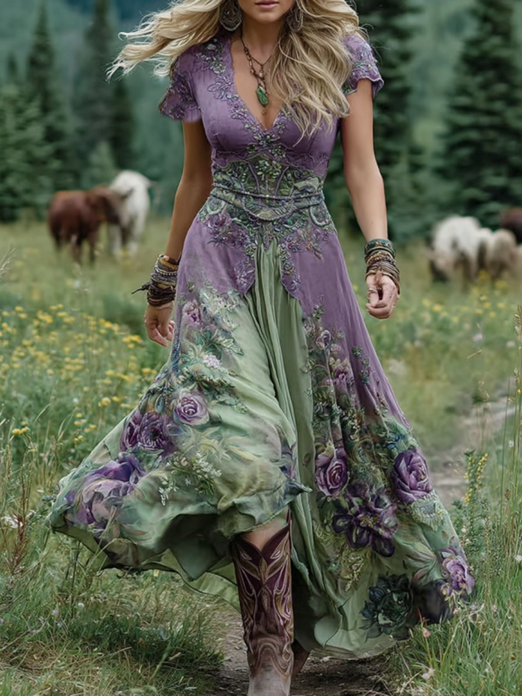 Women's Vintage-Style Floral Maxi Summer Dress – image 6
