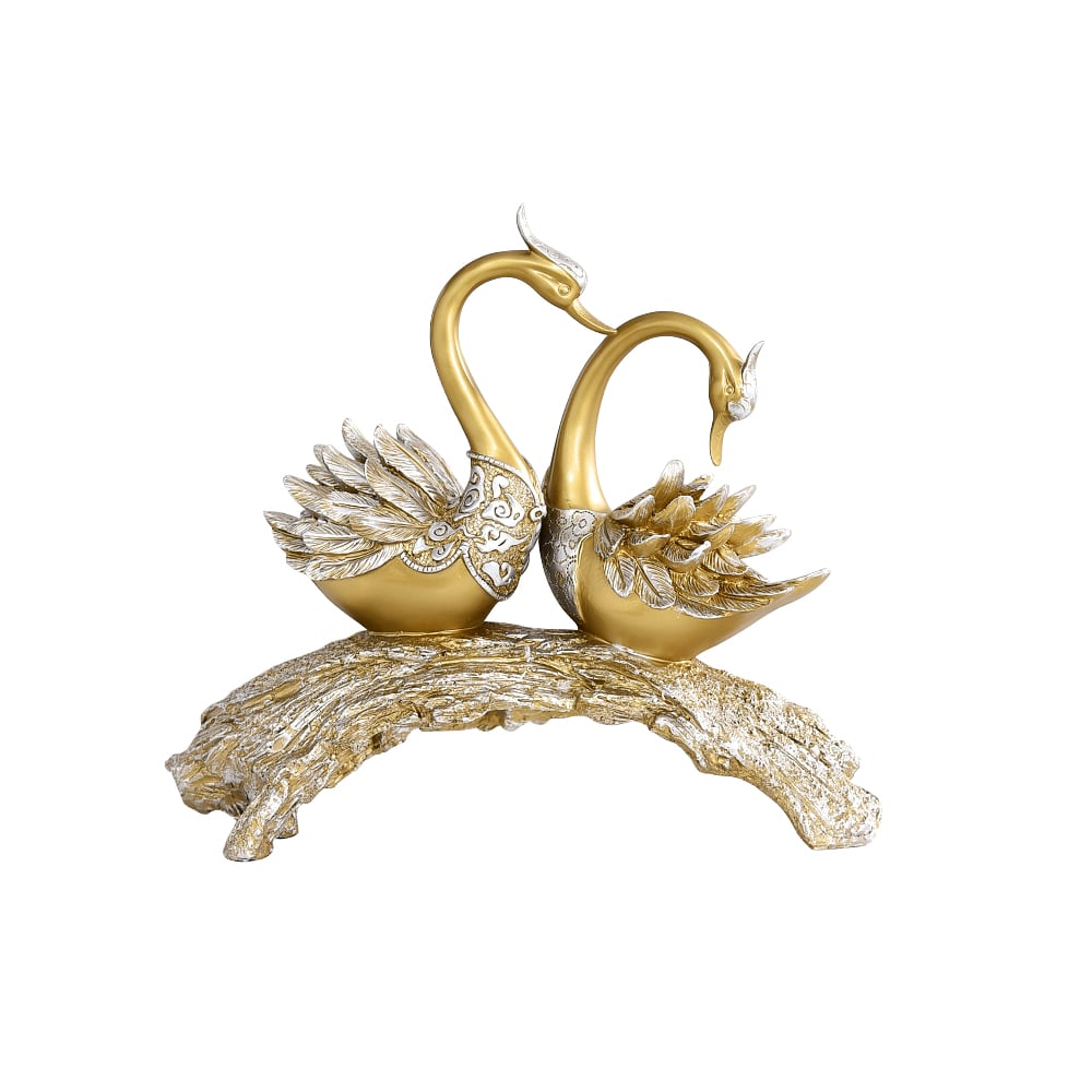 Gold Swan Pair Sculpture