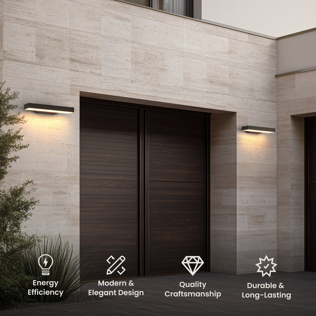 Horizontal LED Outdoor Wall Light | Black, 40 or 60 cm