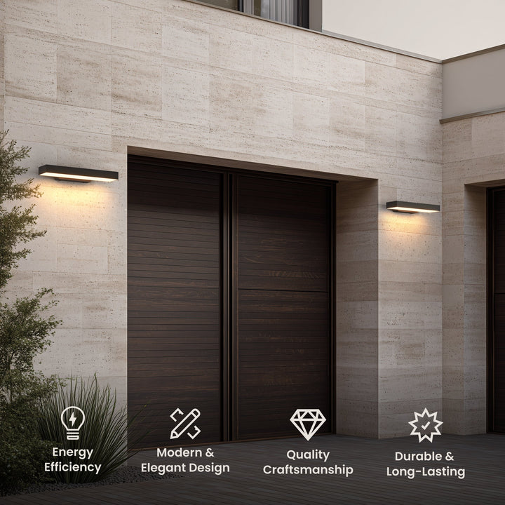 Horizontal LED Outdoor Wall Light | Black, 40 or 60 cm