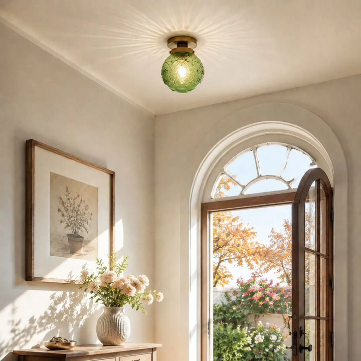 Engraved Glass Globe Ceiling Light