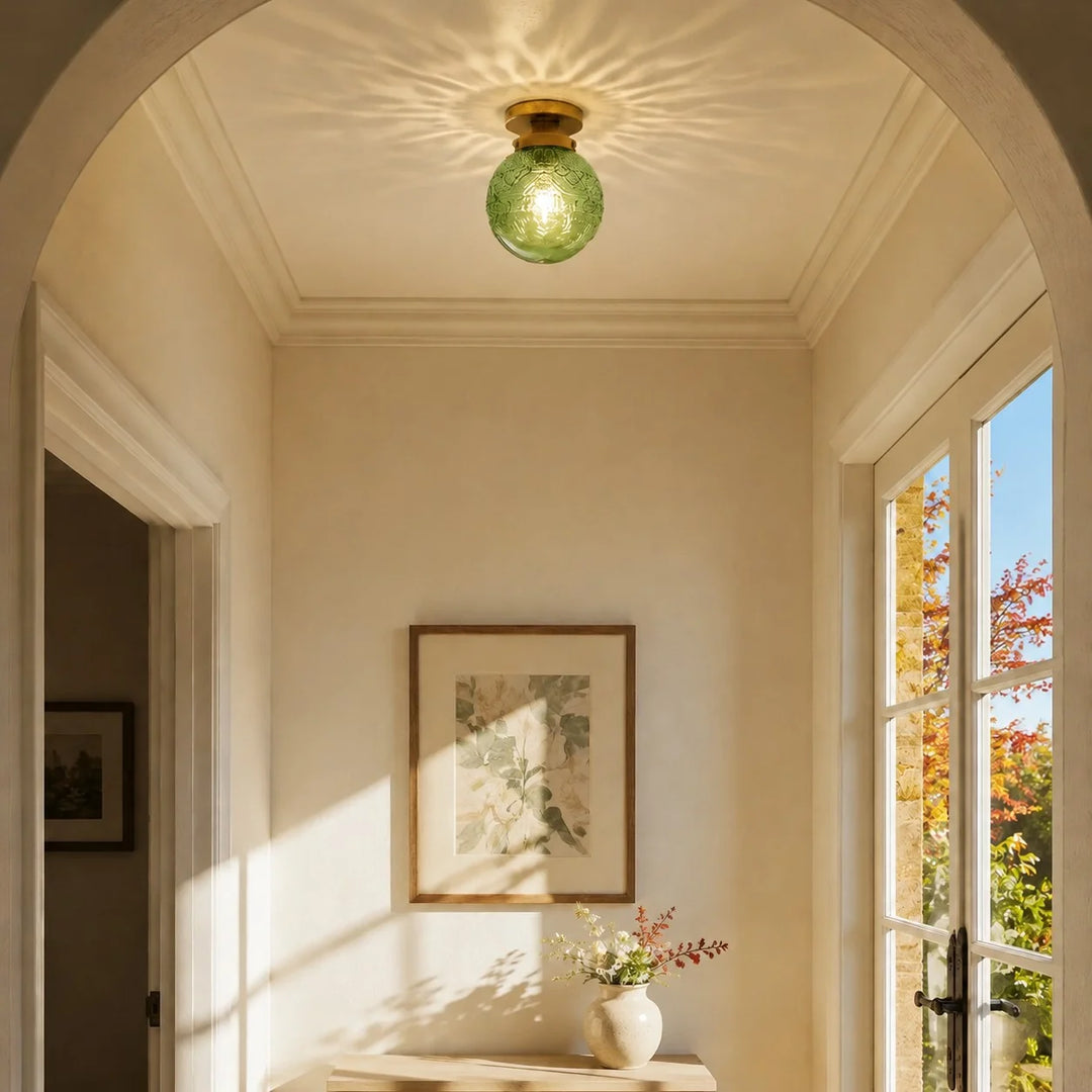 Engraved Glass Globe Ceiling Light