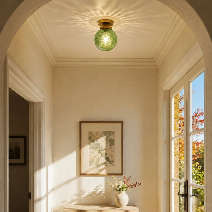 Engraved Glass Globe Ceiling Light